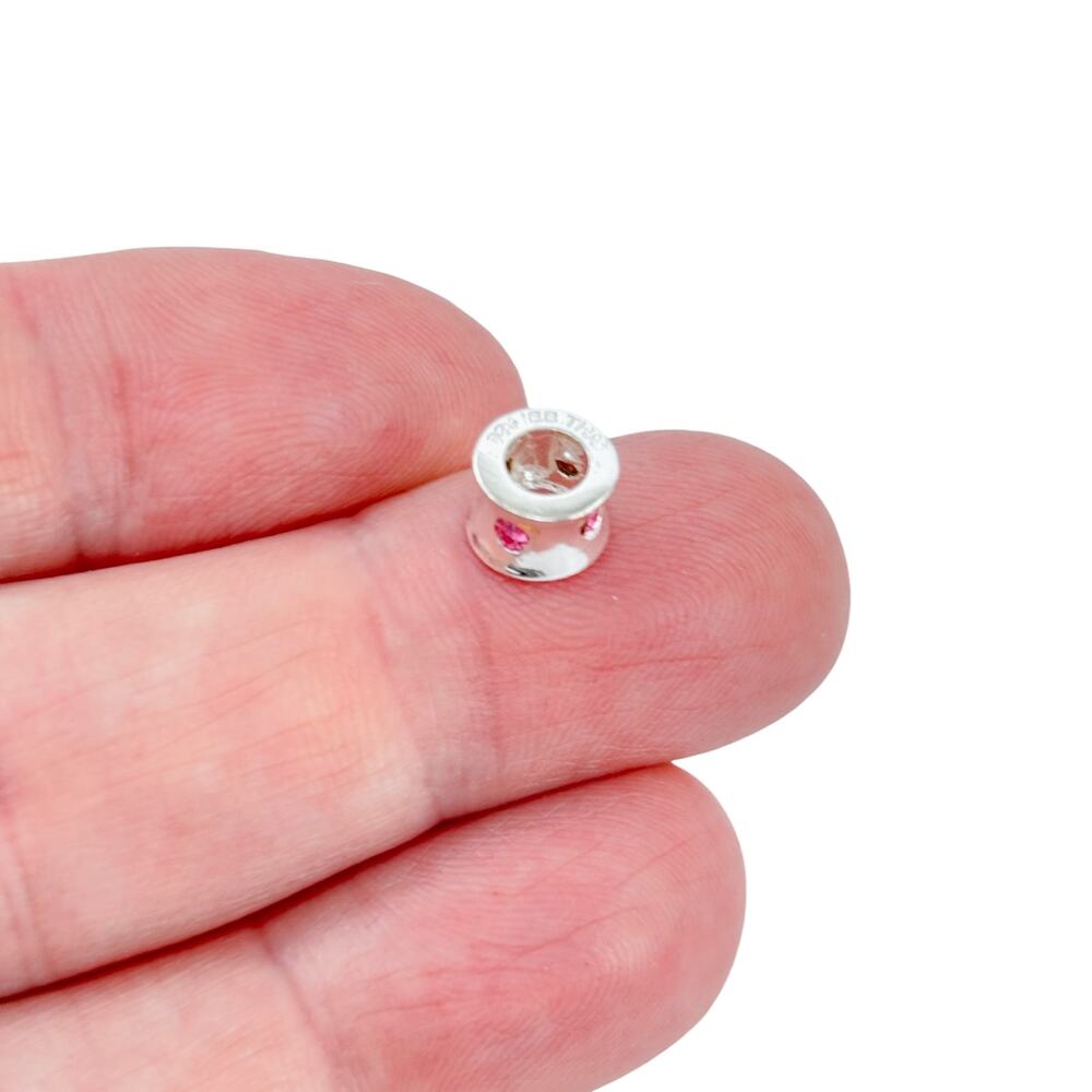 Vintage Sterling Silver 925 Pink Crystal Bead Charm